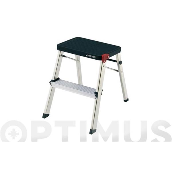 TABURETE DOMESTICO ALUMINIO 2 PELDA&Ntilde;OS HOMOLOGADO M-2 NEGRO ROLSER