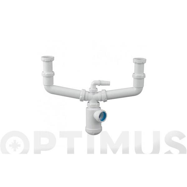 SIFON DOBLE CENTRAL BOTELLA EXTENSIBLE HORIZONTAL RACOR S-41 1-1/2 JIMTEN