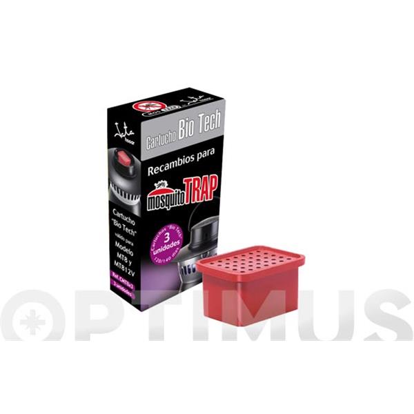 Recambio para el Atrapa Mosquitos Modelo MT8. Cartucho Bio Tech&ouml; Uso para 40 - 50 d&iacute;as. Presentaci&oacute;n Pack de 3 unidades .
