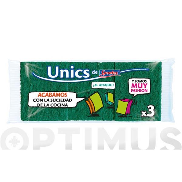 ESTROPAJOS FIBRA VERDE UNICS PACK 3
