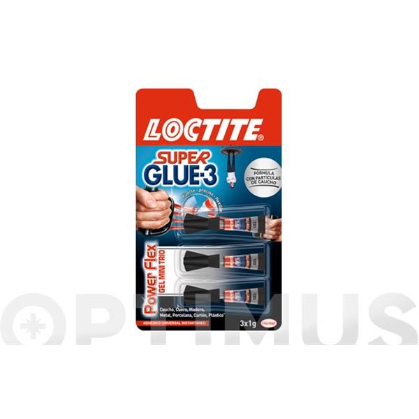 ADHESIVO INSTANTANEO SUPER GLUE-3 MINI TRIO POWERFLEX 3 X 1 GR LOCTITE