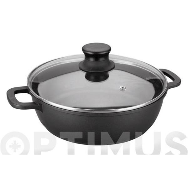 CAZUELA BAJA ALUMINIO FUNDIDO CON TAPA 32 CM INDUCCION LACOR