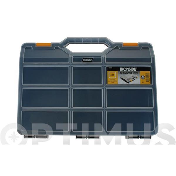 CLASIFICADOR MALETA POLIPROPILENO NEGRO 378 X 290 X 61 MM 21 COMPARTIMIENTOS MOVILES 100581 IRONSIDE