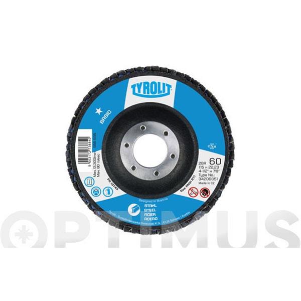 DISCO LAMINAS ACERO BASIC CORINDON 115 X 22 MM GR-60 TYROLIT