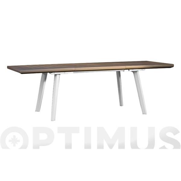 MESA DE RESINA RECTANGULAR EXTENSIBLE CAPUCHINO/BLANCA 160-240X100 CM HARMONY
