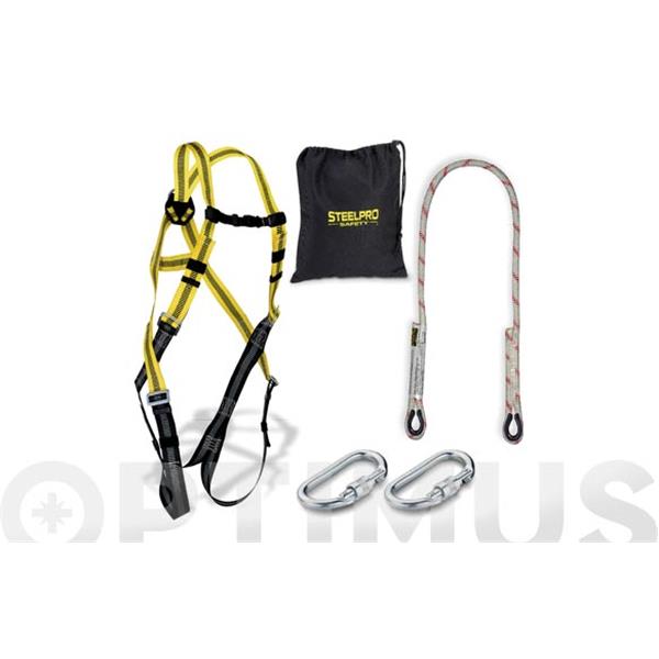ARNES STEELSAFE-1 + CUERDA 1,5 M + 2 MOSQUETONES ENGANCHE DORSAL MARCA