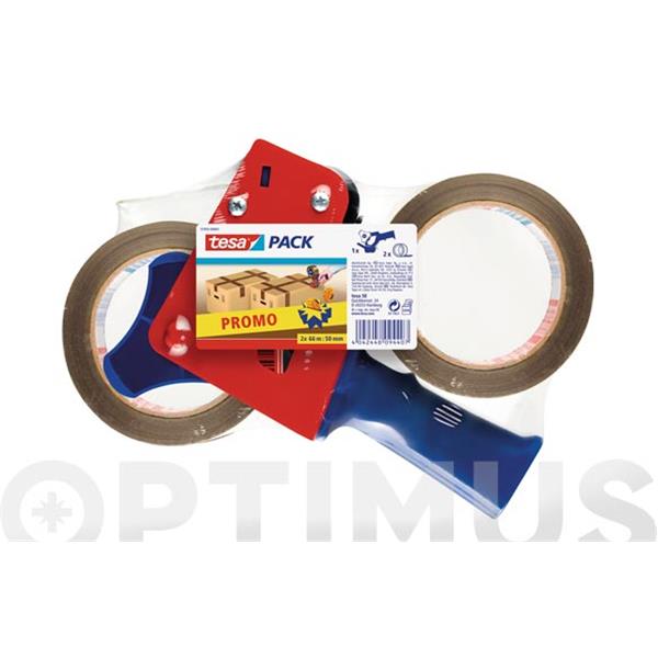 PACK PROMOCI&Oacute;N PRECINTADORA 50 MM + 2 CINTA PRECINTAR MARRON 66X50 MARRON TESA