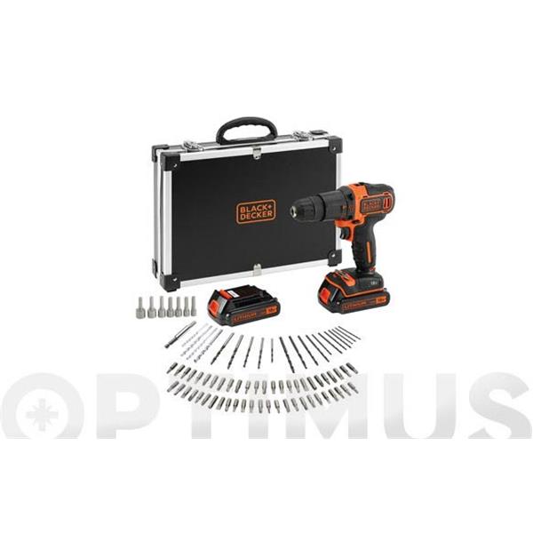 TALADRO A BATERIA DE LITIO PERCUTOR 18 V 2 BATERIAS 1.5 AH, 80 ACCESORIOS B&D 