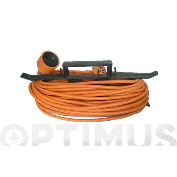 PROLONGADOR CABLE NARANJA ELECTRICO JARDIN 25 MT 3 X 1,5  IP20 C/ PROTECCION INFANTIL (INCLUYE ORGANIZADOR) IRONSIDE