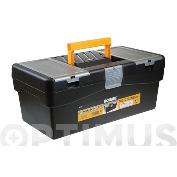 CAJA HERRAMIENTAS POLIPROPILENO NEGRO "S" 400 X 217 X 166 MM IRONSIDE