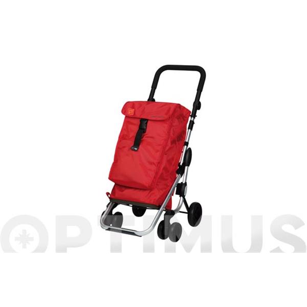 CARRO COMPRA PLEGABLE Y REGULABLE 4 RUEDAS GO UP 40 L + 6 L TERMO  ROJO AMBIT