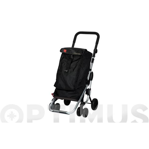CARRO COMPRA PLEGABLE Y REGULABLE 4 RUEDAS GO UP 40 L + 6 L TERMO  NEGRO AMBIT -X-