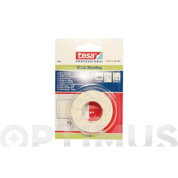 CINTA ADHESIVA DOBLE CARA ESPEJOS 19 MM X 1.5 MT REF.04952 TESA