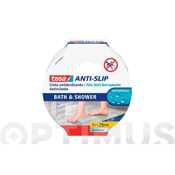 CINTA ANTIDESLIZANTE BA&Ntilde;O ANTI-SLIP 5M X 25MM TRANSPARENTE TESATAPE