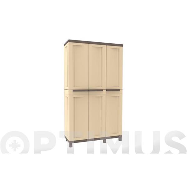 ARMARIO RESINA SAHARA CON 3 PUERTAS COLOR ARENA (181CM*102CM*39CM) JOBGAR