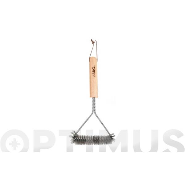 CEPILLO BARBACOA INOXIDABLE 30 X 14 CM MANGO MADERA 