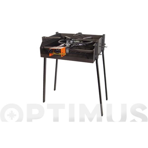 BARBACOA CARBON-LE&Ntilde;A-PAELLERO RECTANGULAR 60 X 40 X 75 CM ZORRO