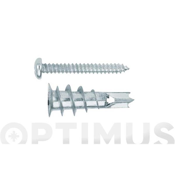 TACO METALICO PLADUR + TORNILLO CABEZA ALOMADA DIN 7891 4,2 X 32 MM CAJA 100 UNID