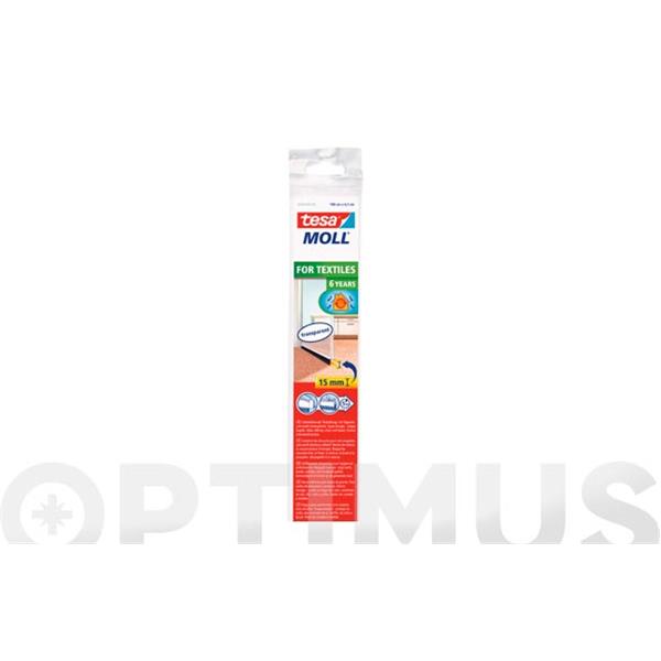 BURLETE BAJO PUERTA PVC/CEPILLO ADHESIVO 1 MT X 43 MM TRANSPARENTE TESAMOLL .