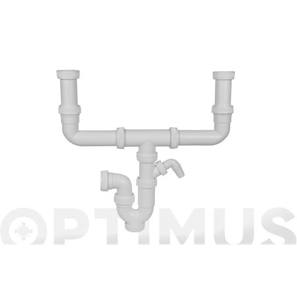 SIFON CURVO DOBLE CON TOMA 1-1/2" CON TOMA PARA LAVADORA MIRTAK