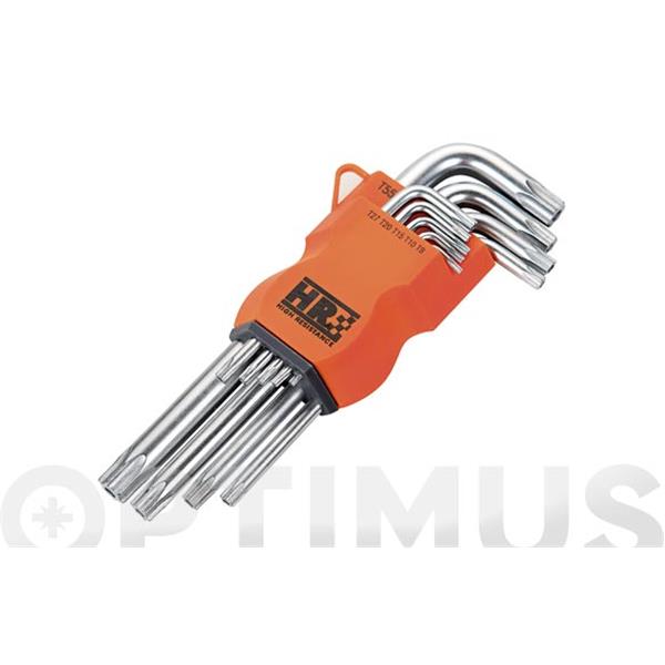JUEGO LLAVE TORX INVIOLABLE LARGA 9 PIEZAS T-9 A T-55 ALYCO