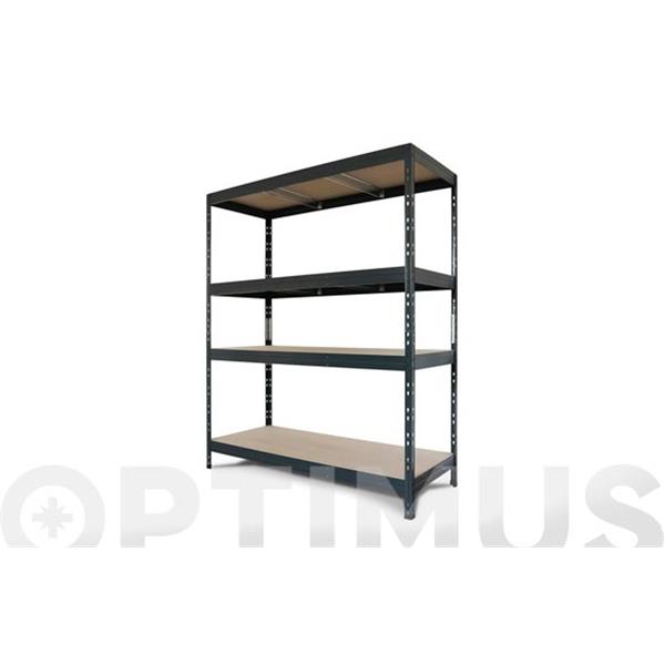 ESTANTERIA METAL 4 ESTANTES MADERA SIN TORNILLOS RIVET 180 X 150 X 60 CM GRIS ANTRACITA AR SISTEMAS