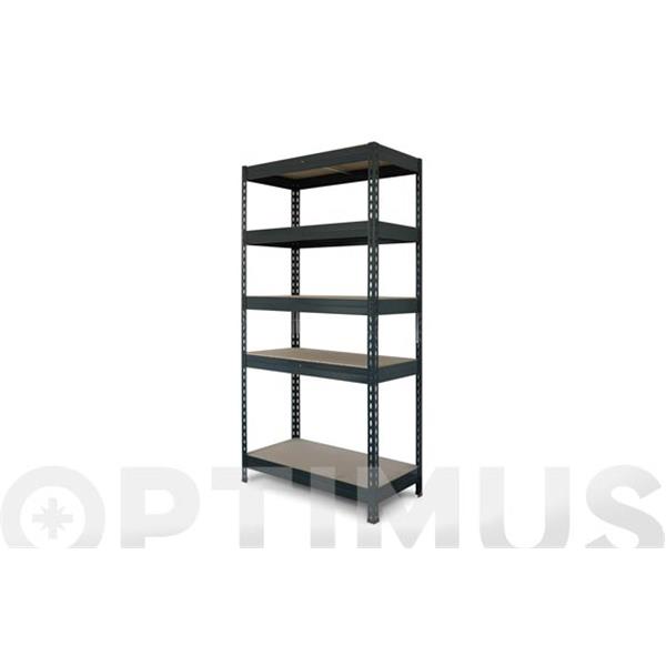 ESTANTERIA METAL/AGLOMERADO RIVET 90/45 5 BALDAS 176X90X45CM GRIS ANTRACITA 300 KG POR BALDA