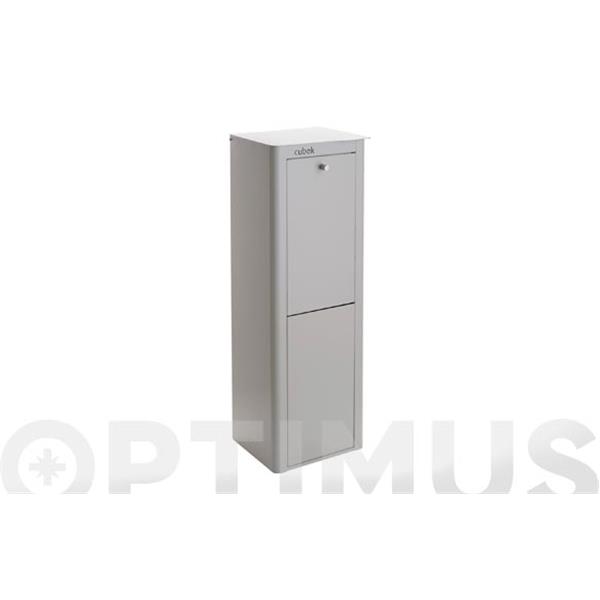 CONTENEDOR BASURA ECOLOGICO ACERO LACADO CUBEK  GRIS 2 COMPARTIMENTOS JOBGAR