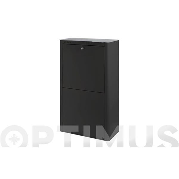 CONTENEDOR BASURA ECOLOGICO ACERO LACADO CUBEK  NEGRO 4 COMPARTIMENTOS DON HIERRO