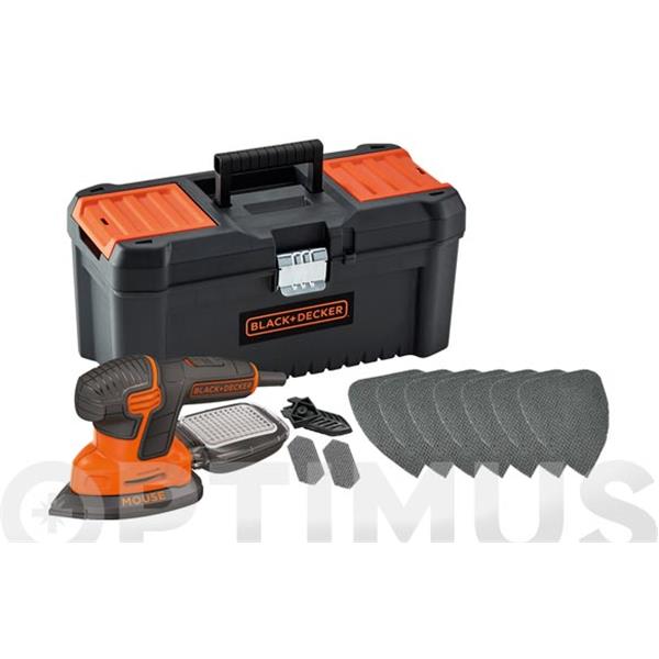 LIJADORA CON CABLE ORBITAL KIT MOUSE 120 WT + CAJA HERRAMIENTAS + 10 ACC B&D