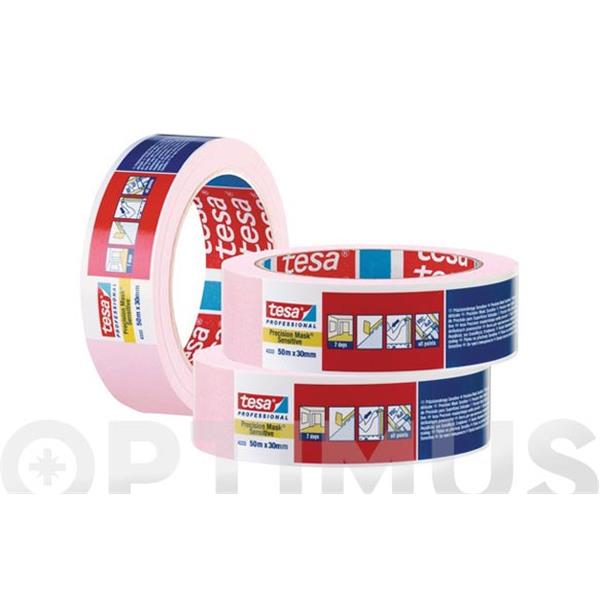 CINTA KREEP DE PINTOR INTERIOR PRECISION SENSITIVE ROSA 30 MM X 50 MT TESATAPE