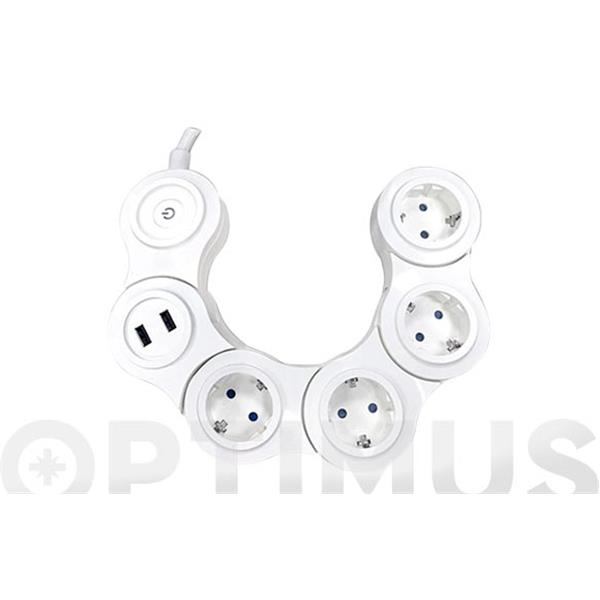 BASE MULTIPLE FLEXIBLE Y COMPATIBLE ALEXA 4T + 2 USB + WIFI 1,5 M 3X1,5 RUBILEC