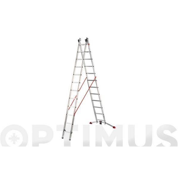 ESCALERA ALUMINIO INDUSTRIAL DOBLE COMBINADA HOBBYLOT 9+9 PELDA&Ntilde;OS HAILO