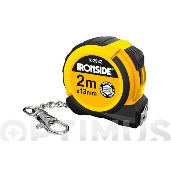 FLEXOMETRO ABS / CAUCHO CON FRENO 2 MT X 13 MM CON LLAVERO TIPO MOSQUET&Oacute;N