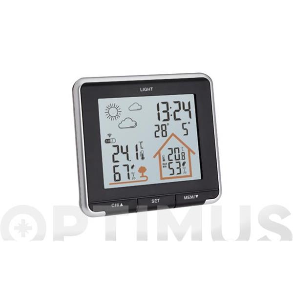 ESTACION METEO DIGITAL NEGRO CON 3  SENSORES DE TEMPERATURA INTERIOR Y EXTERIOR HERTER 