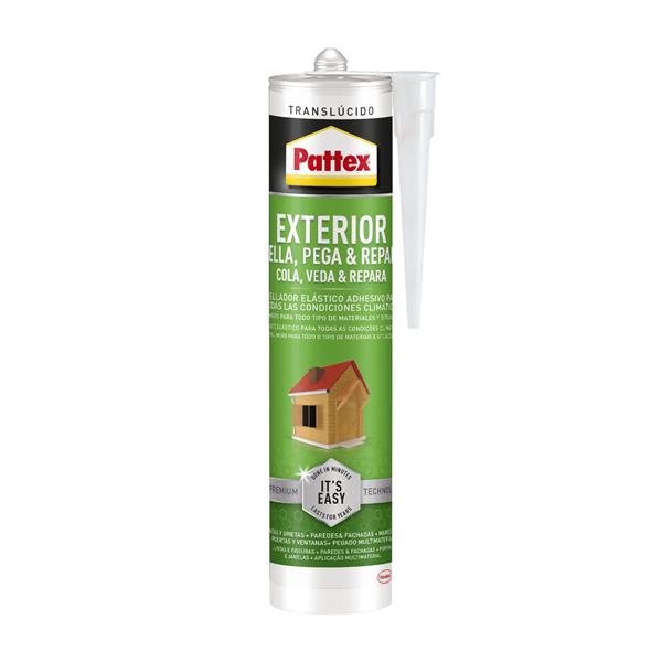 ADHESIVO SELLADOR PARA EXTERIOR TRANSPARENTE EN CARTUCHO 280ML PATTEX