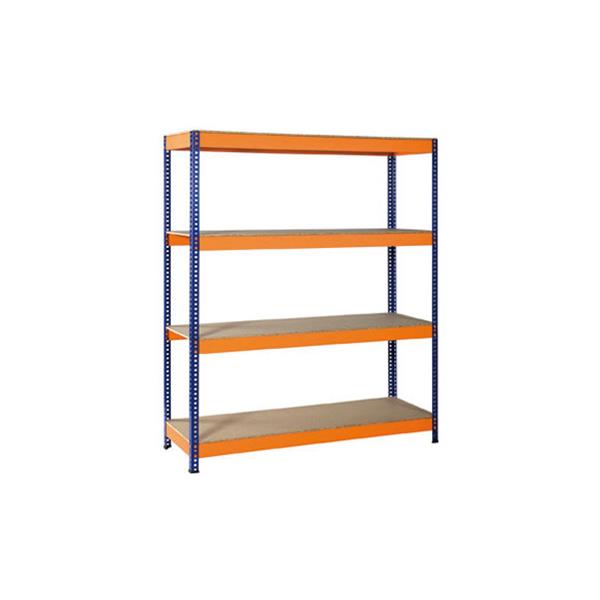 ESTANTERIA METAL 4 ESTANTES MADERA SIN TORNILLOS 190 X 150 X 60 CM AZUL/NARANJA 350KG X ESTANTE IRONSIDE