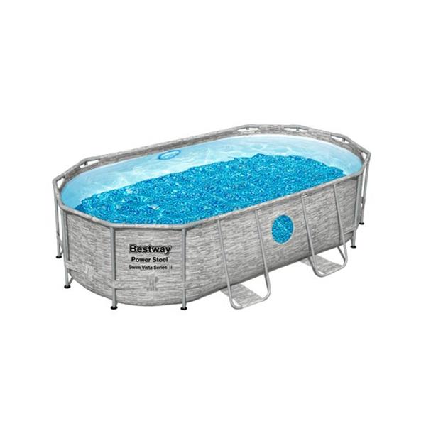PISCINA POWER STEEL SWIM OVAL PARED DE PIEDRA DEPURADORA CARTUCHO DE 2006 L/H 427 X 250 X 100 CM