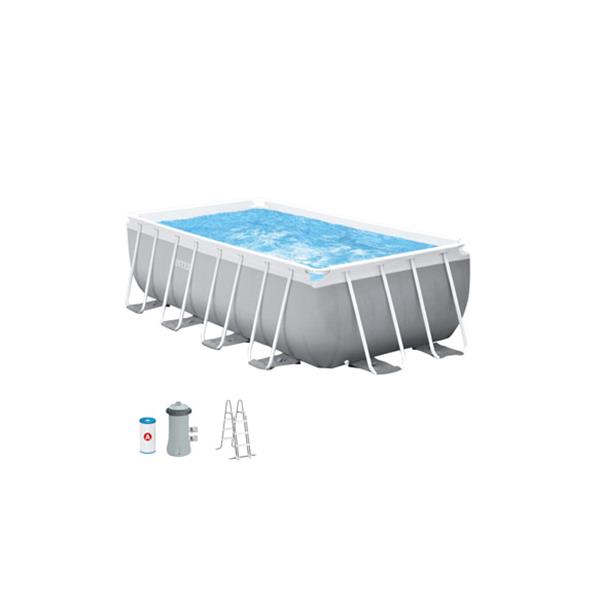 PISCINA RECTANGULAR PRISM FRAME DESMONTABLE CON BOMBA Y ESCALERA 400 X 200 X 122 CM