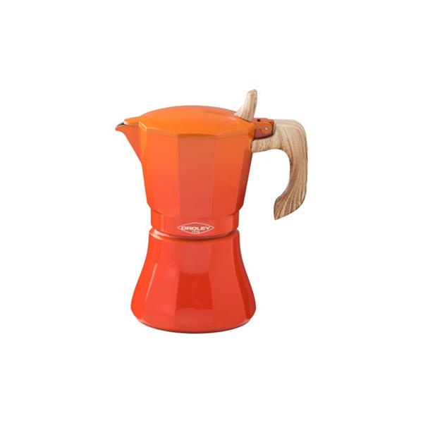 CAFETERA ALUMINIO INDUCCION PETRA NARANJA 6 TAZAS OROLEY