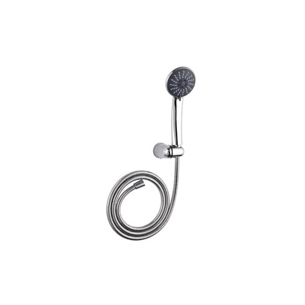 KIT DE MANGO DE DUCHA DE 9 CM Y 3 FUNCIONES EN ABS FLEXO ACERO INOX. EXTENSIBLE DE 170-22 CM CROMADO H2O