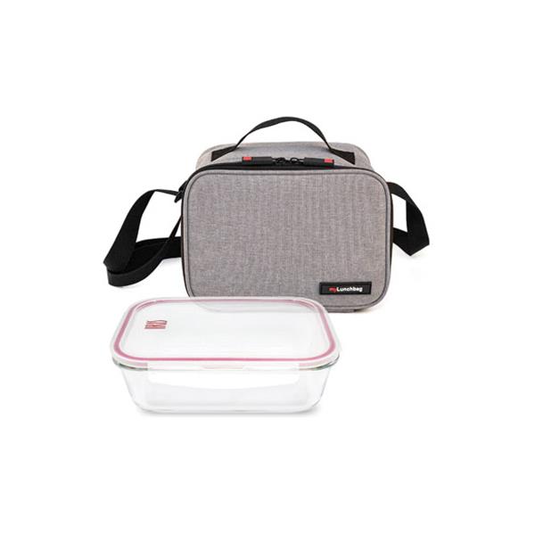 BOLSA PORTA ALIMENTOS ON THE GO GRIS + CONTENEDOR VIDRIO 0,840 ML