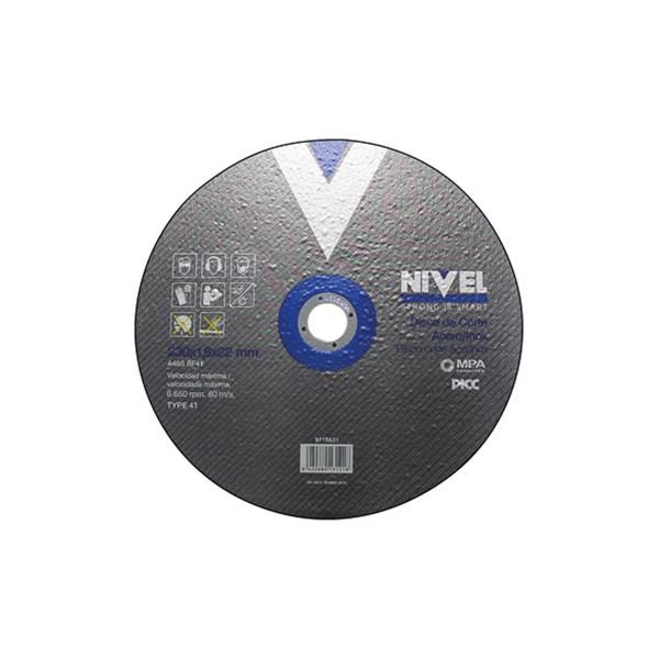 DISCO ABRASIVO CORTE HIERRO - INOX 230 X 1,8 X 22 MM NIVEL