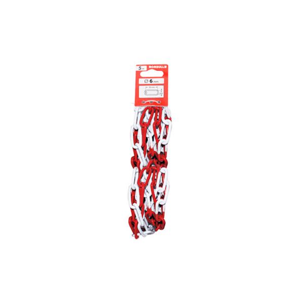 CADENA SE&Ntilde;ALIZACI&Oacute;N ESLABON LARGO ROJA/BLANCA 6 MM X 5 MT PLASTICO
