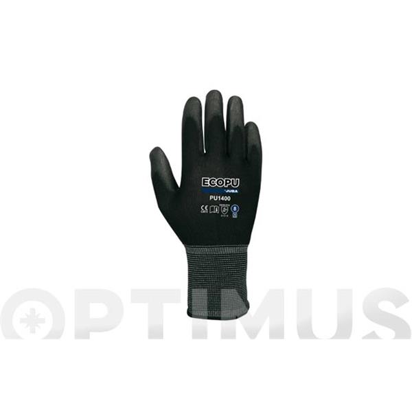 GUANTE NYLON CON PALMA RECUBIERTA DE POLIURETANO NEGRO TALLA 11 BPU1400/11  JUBA