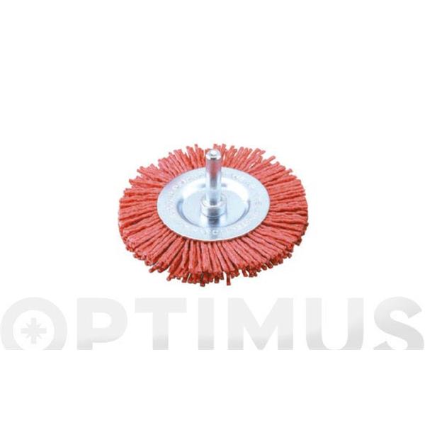 CEPILLO DISCO NYLON ABRASLON ROJO CON ESPIGA 6 MM &Oslash; 100 MM GRANO 80 JAZ