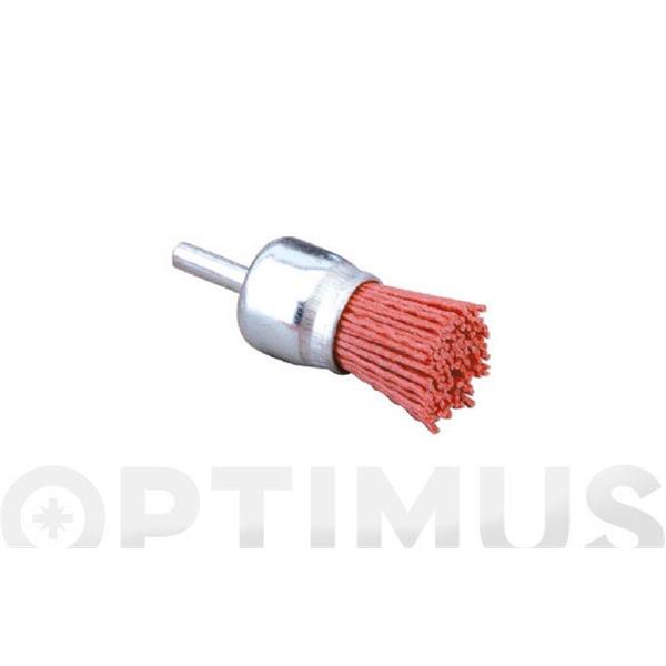 CEPILLO BROCHA NYLON ABRASLON ROJO CON ESPIGA 6 MM &Oslash; 25 MM Y GRANO 80 JAZ