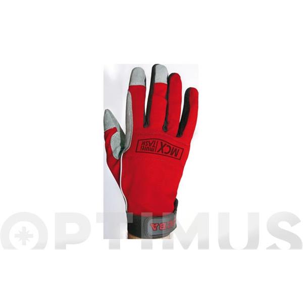 GUANTE CUERO SINT&Eacute;TICO CON ELASTANO CIERRE VELCRO COLOR ROJOCARTONCILLO  H270R/8  JUBA .