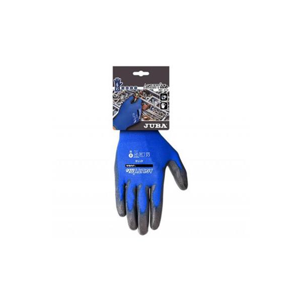 GUANTE "AGILITY&reg; LITE" DE NYLON&reg; CON PALMA RECUBIERTA DE POLIURETANO COLOR AZUL/NEGRO CARTONCILLO   H4114/8  JUBA