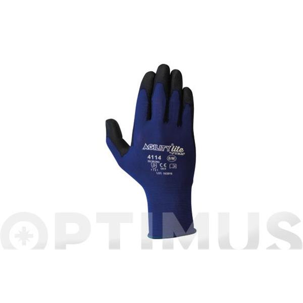 GUANTE "AGILITY&reg; LITE" DE NYLON&reg; CON PALMA RECUBIERTA DE POLIURETANO COLOR AZUL/NEGRO CARTONCILLO   H4114/9  JUBA
